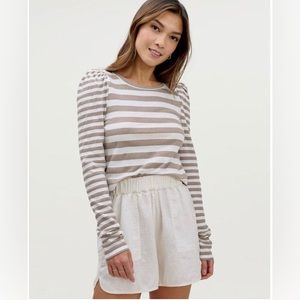 Mary Lawless Lee x Splendid puff shoulder slender striped top - size Sma…